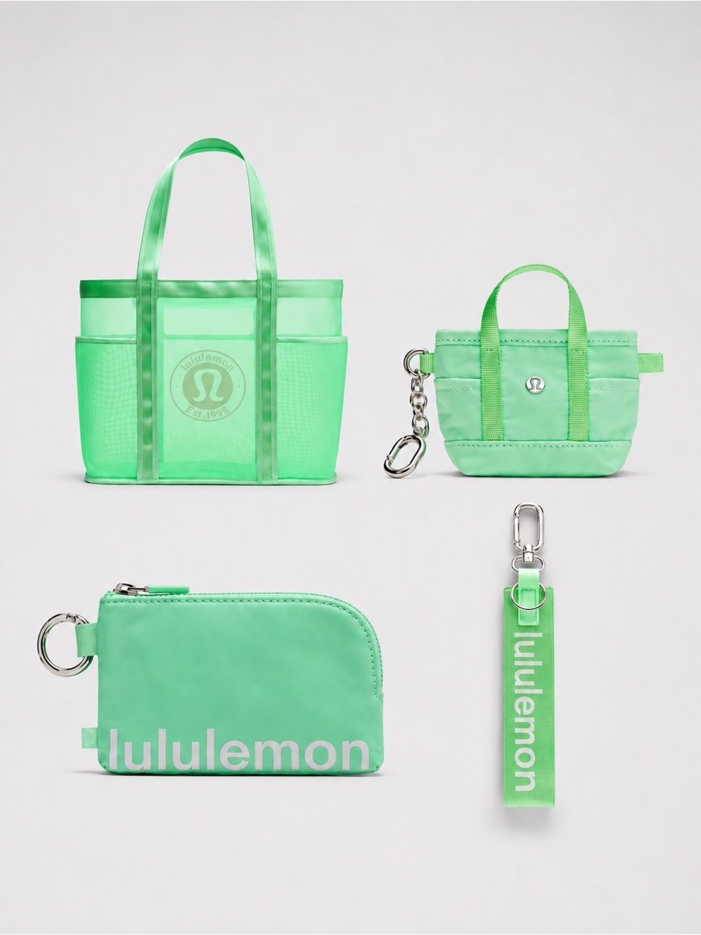 Lululemon 4-Piece Mesh Tote Bag 20L & Accessory Set - Citra Lime